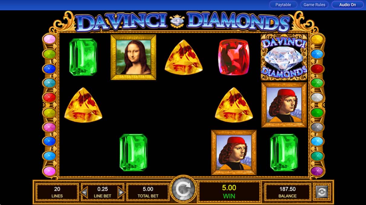 Da Vinci Diamonds slot tumbling reels