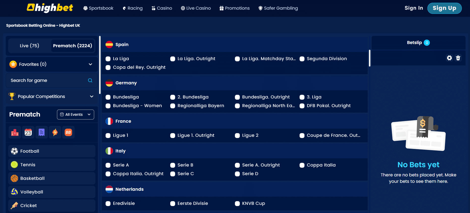 Highbet European Betting Sites