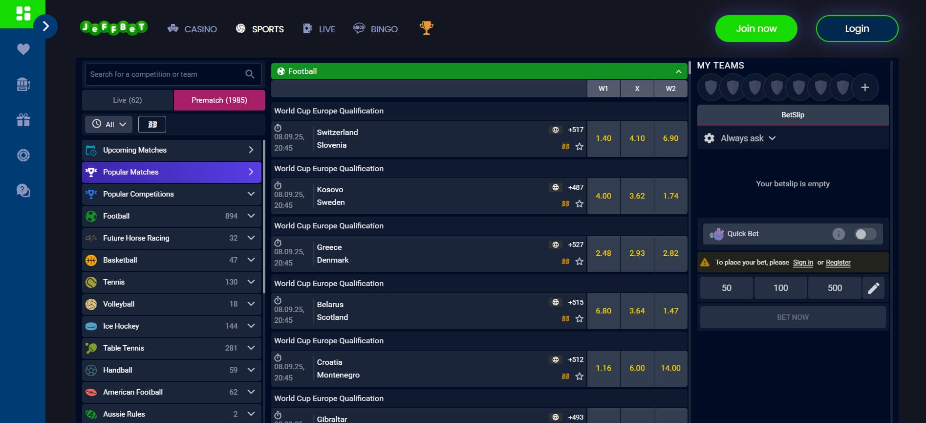 Jeffbet Football Betting