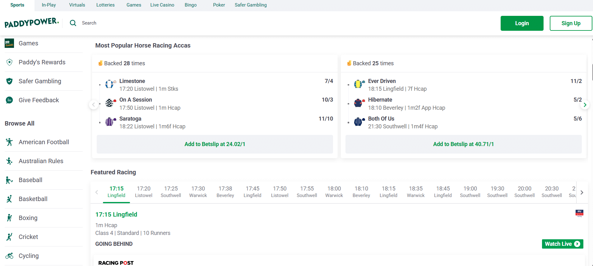 Paddy Power European Betting Sites