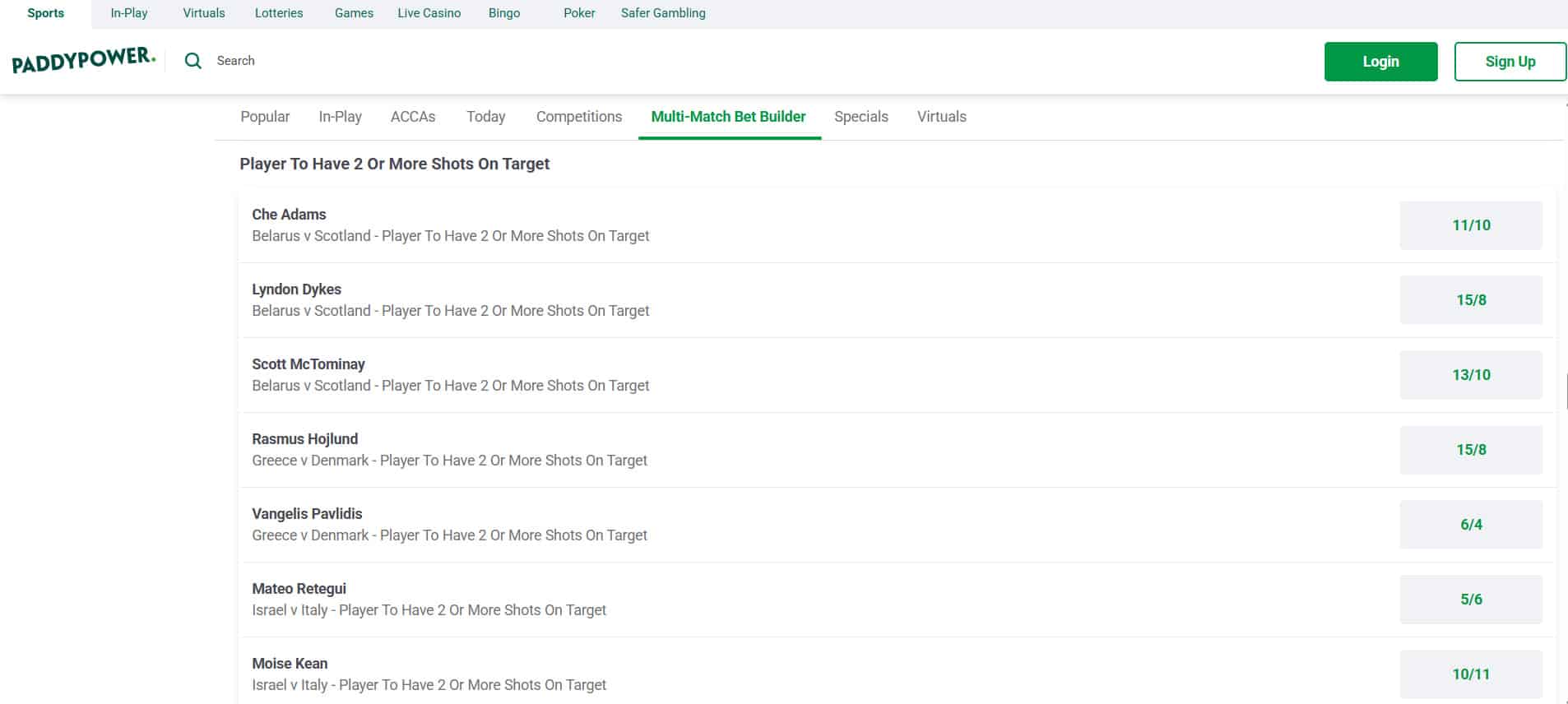 Paddy Power Football Betting
