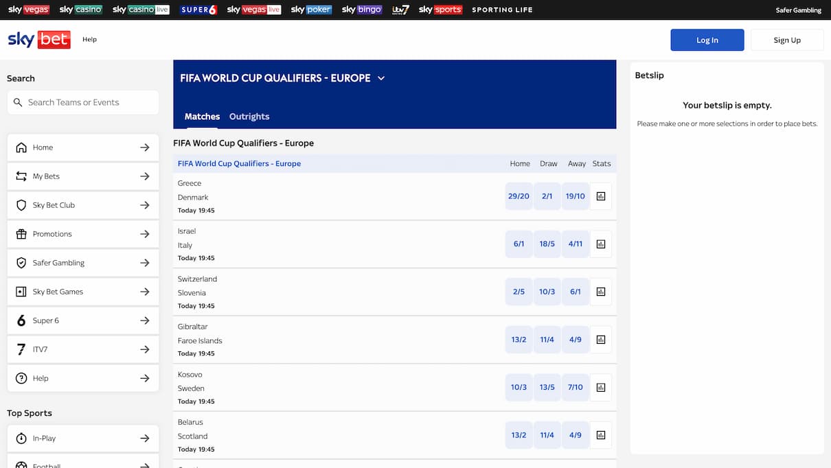 Sky Bet World Cup Betting Site in the UK