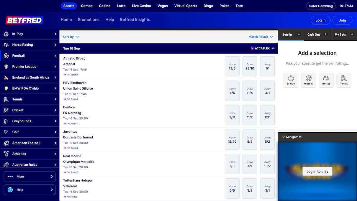 Betfred Champions League Betting Site