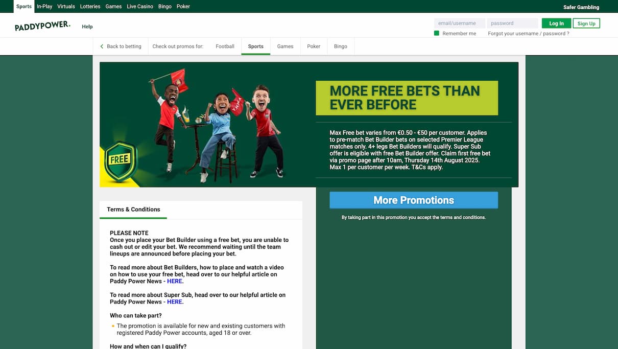 Free Bet Builder: Paddy Power