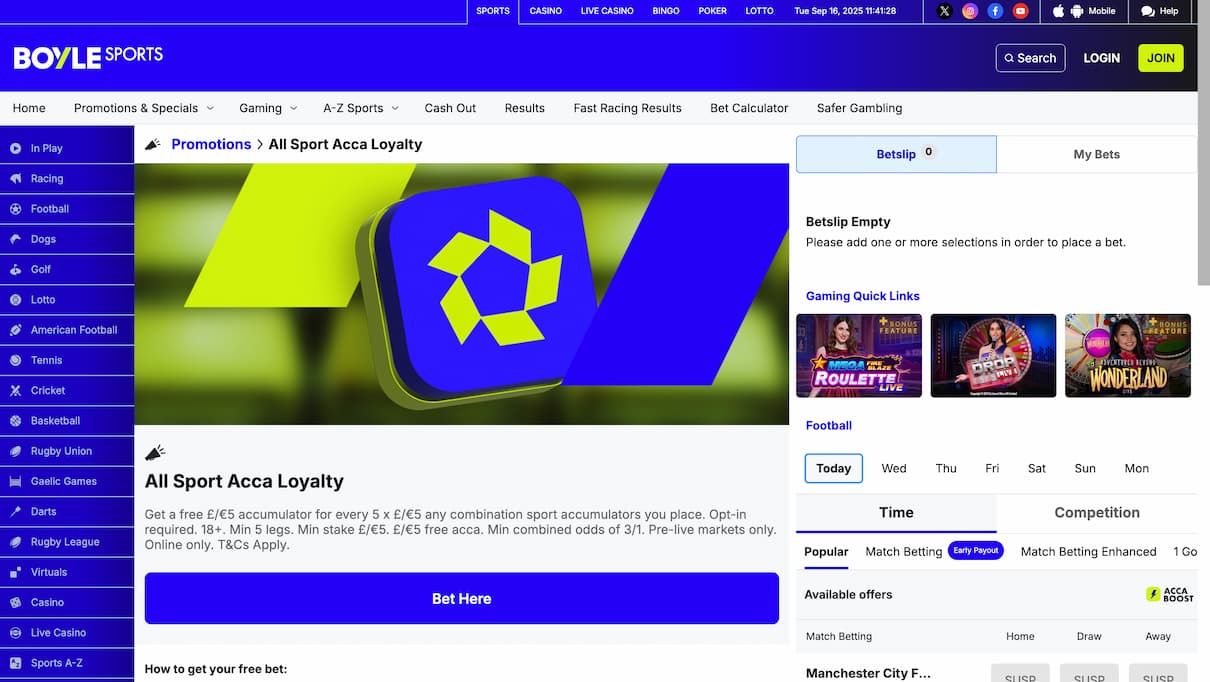Acca Loyalty Reward: BoyleSports