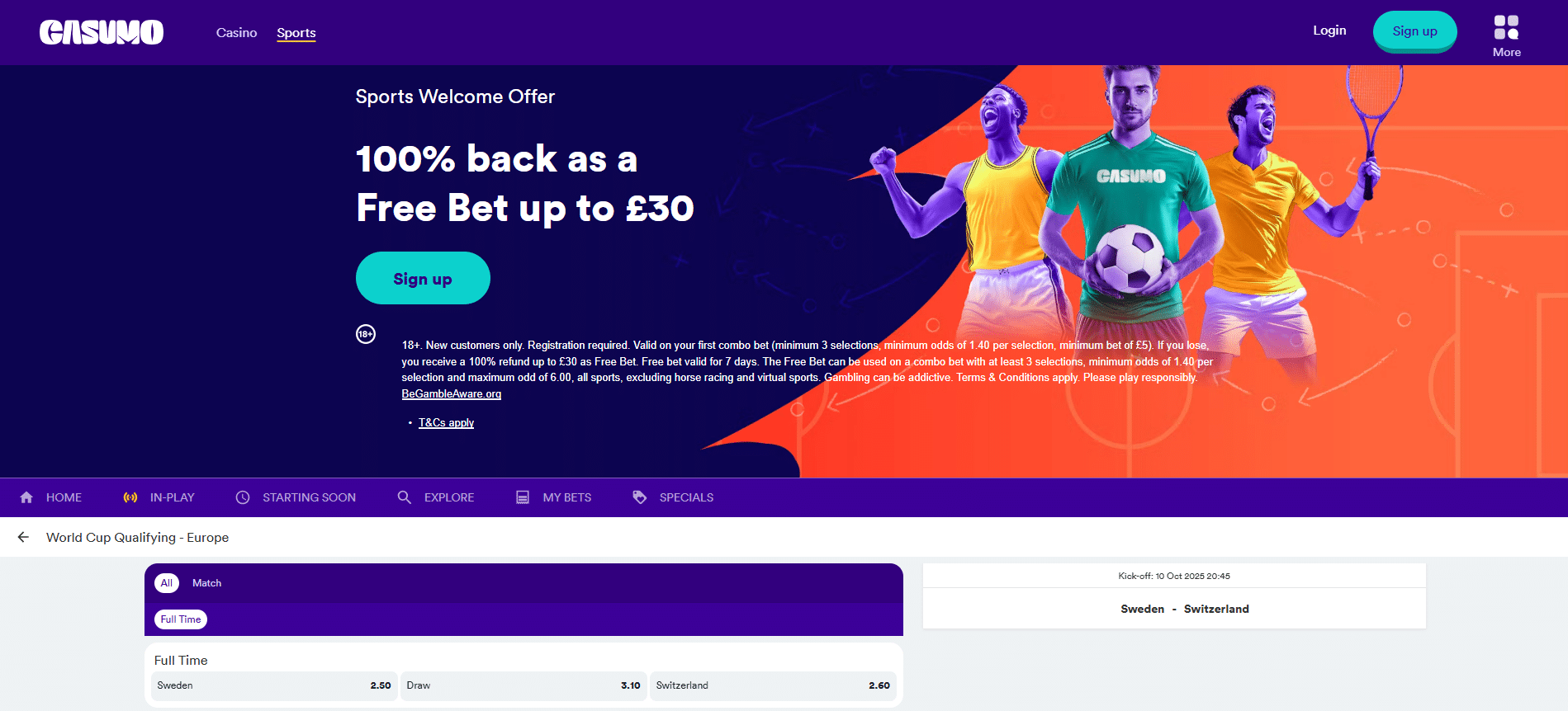 Casumo World Cup Qualifiers Betting Sites