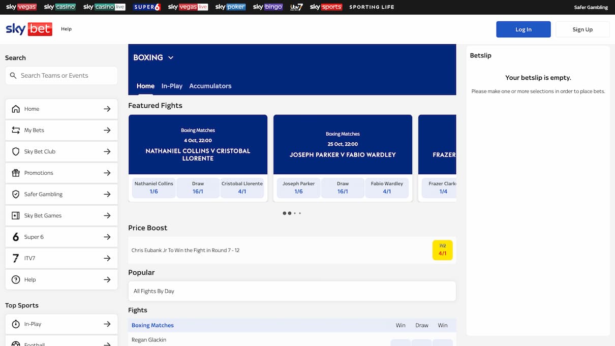 Sky Bet Boxing Betting Site