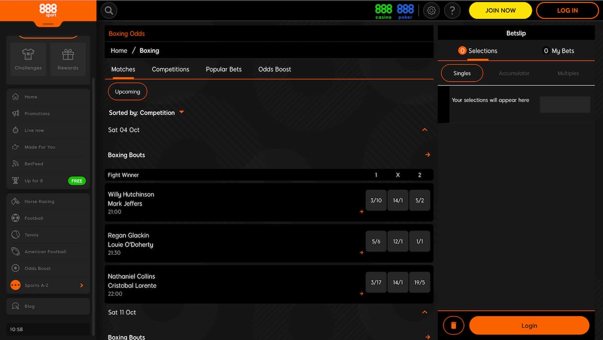 888sport Boxing Betting Site