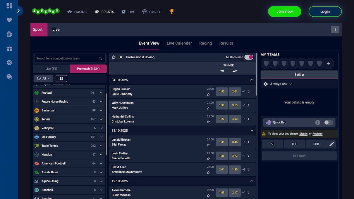 JeffBet Boxing Betting Site