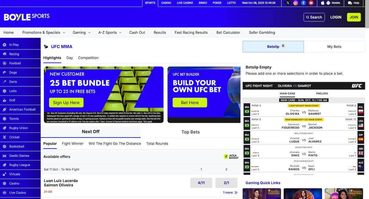 BoyleSports UFC betting site