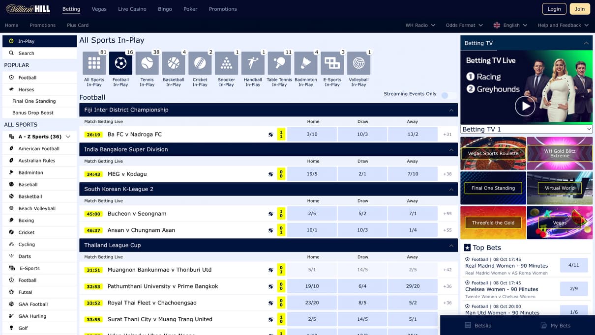 William Hill Live Betting Site