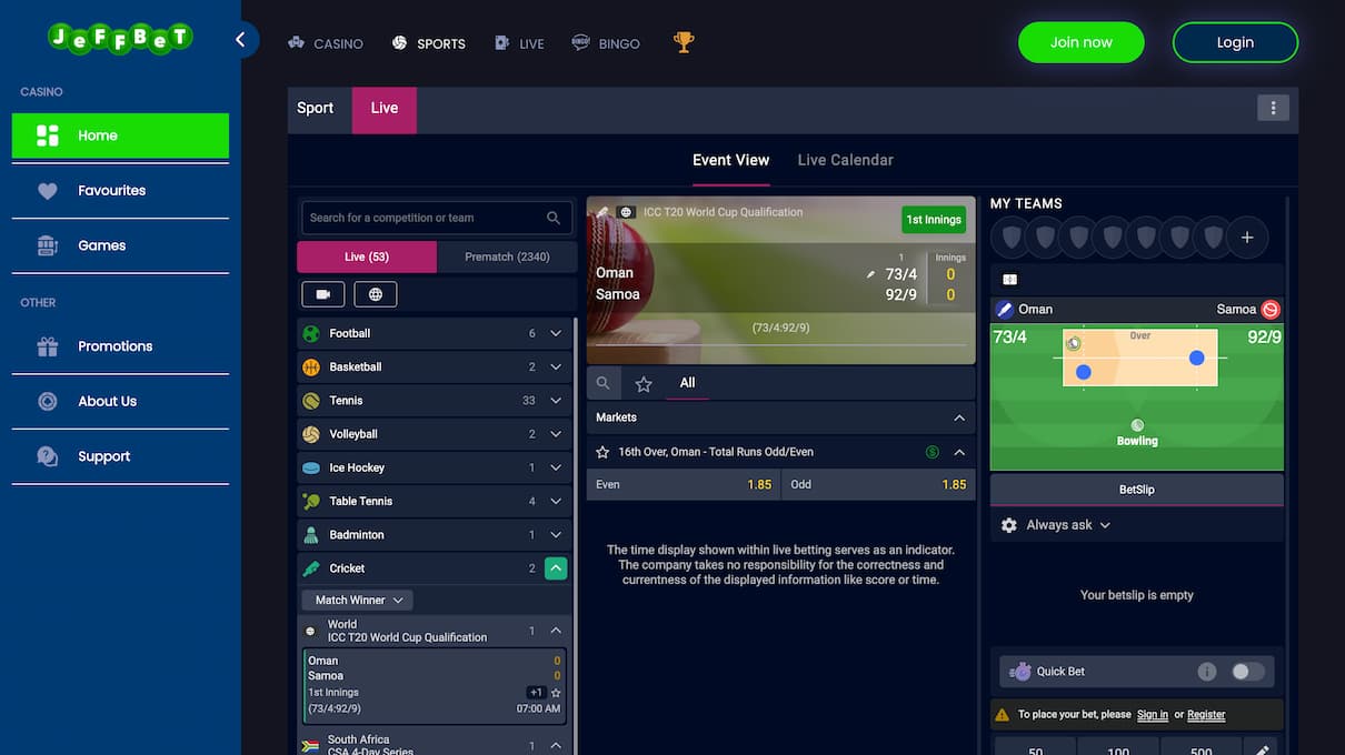 JeffBet Live Betting Site