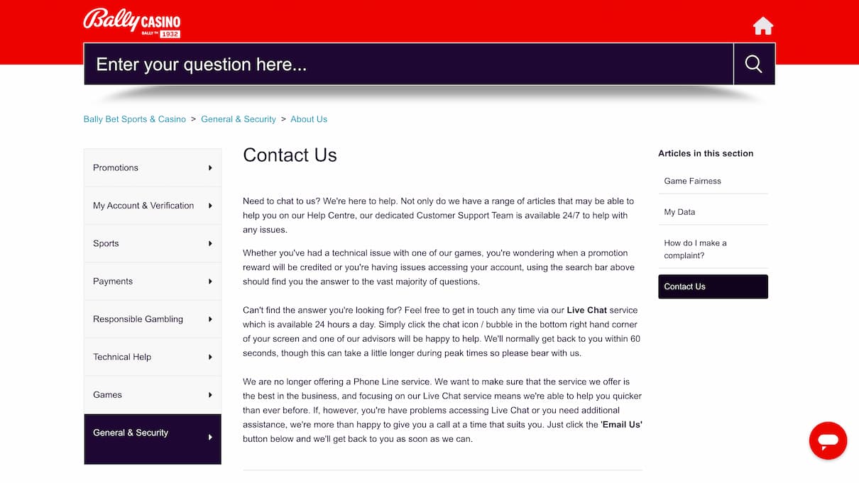 Bally Casino Customer Care Review