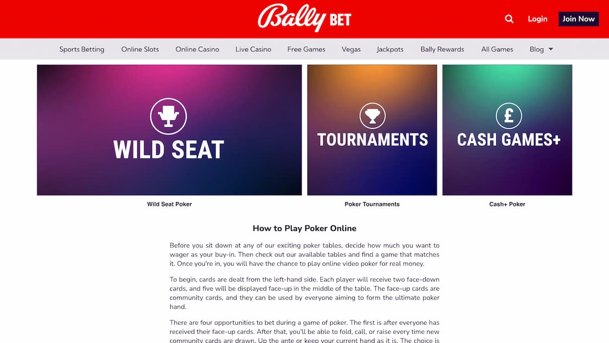 Bally Casino Poker Review