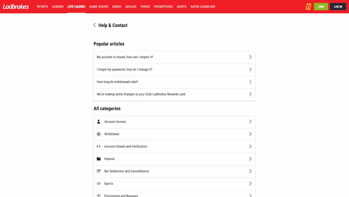 Ladbrokes Customer Care Review