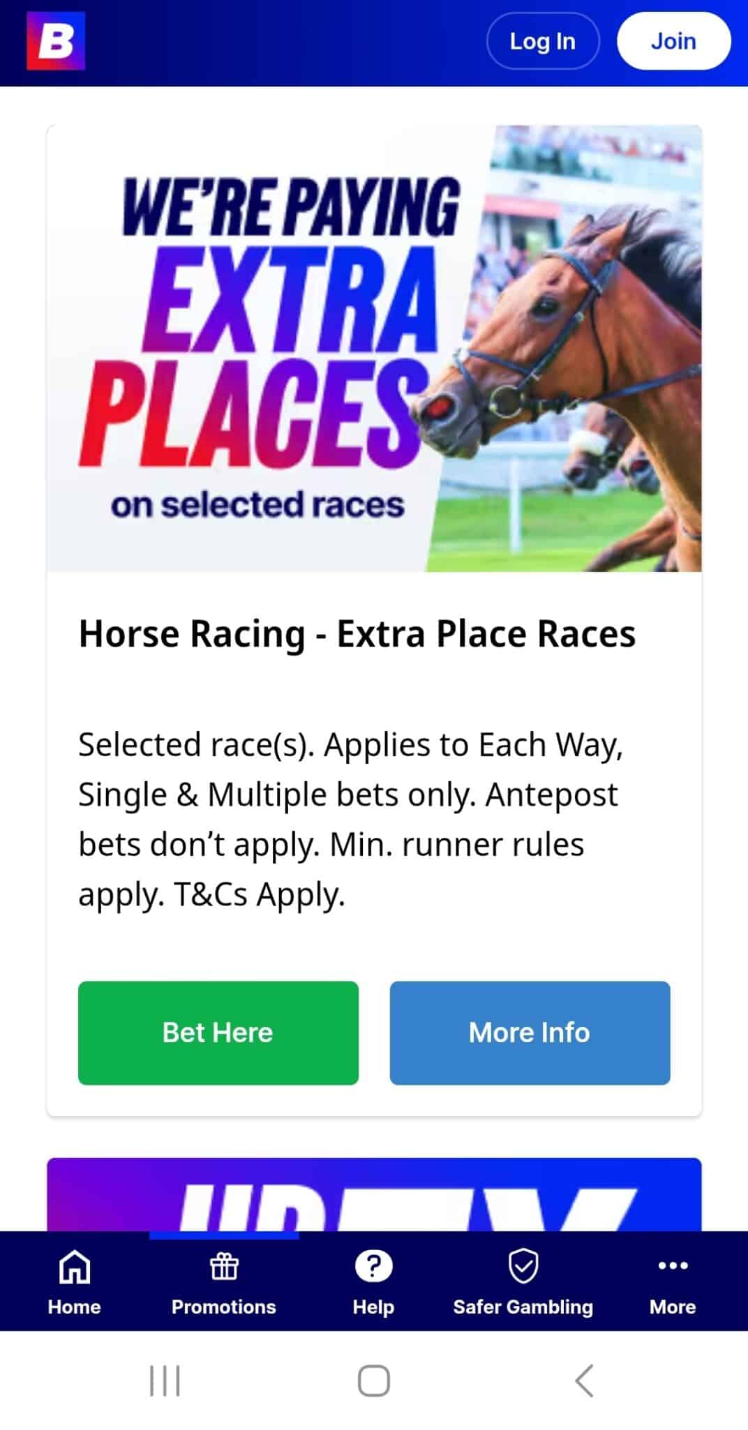 Betfred Extra Places Promo