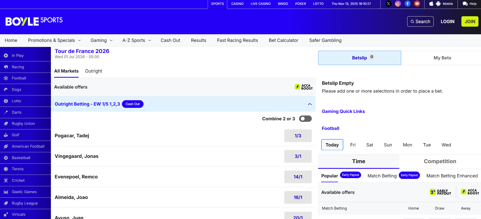 Betting on cycling at BoyleSports