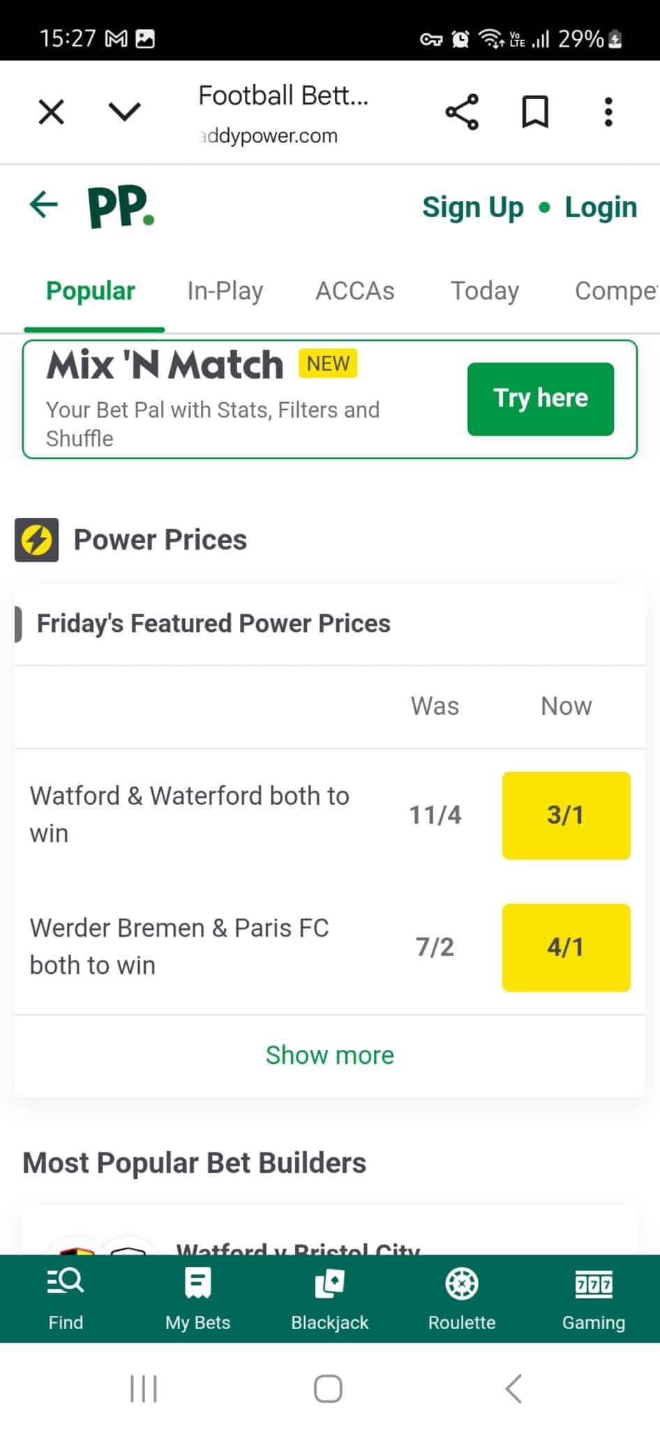 Paddy Power football betting app