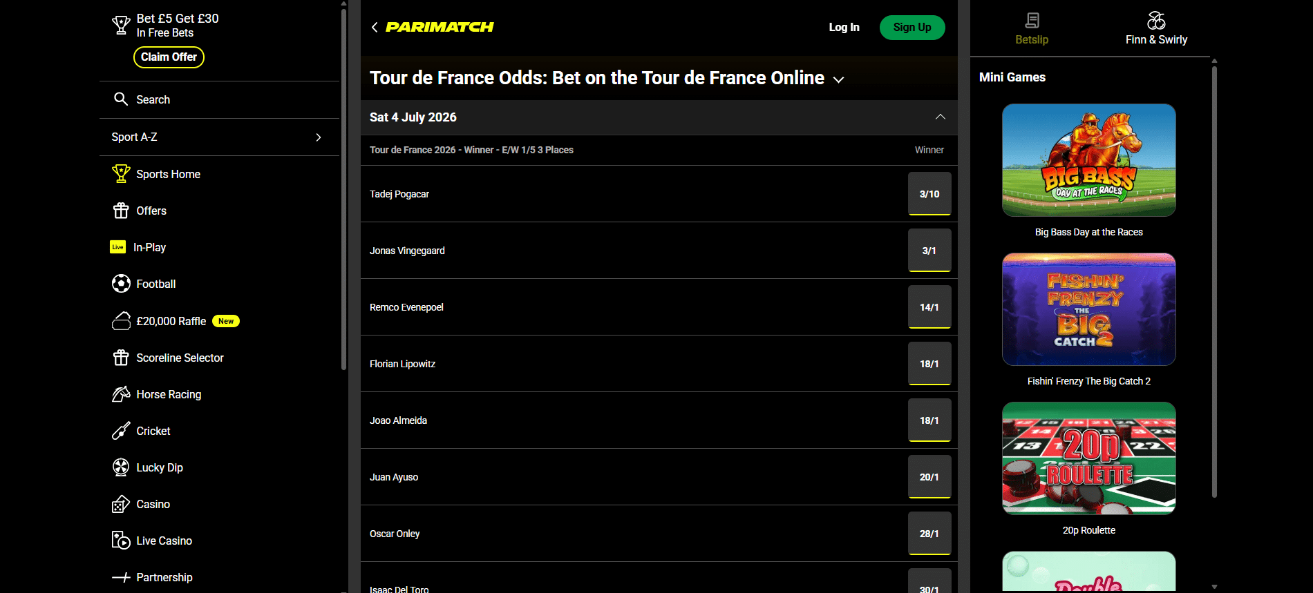 Parimatch cycling betting sites