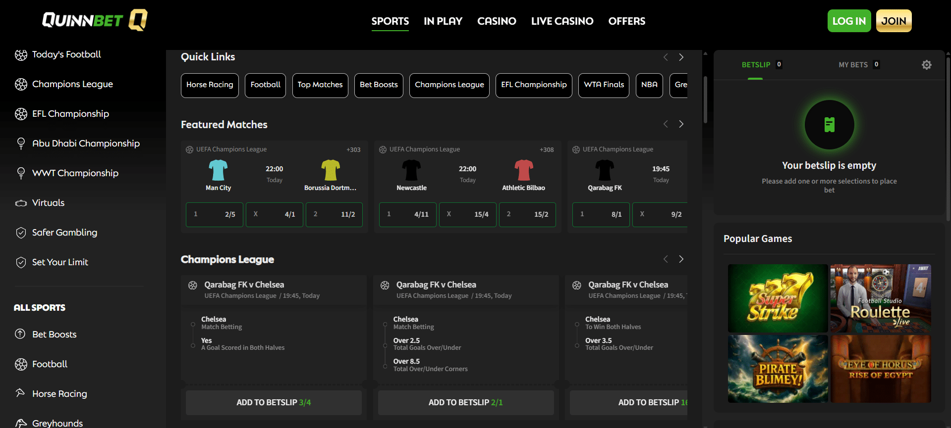 QuinnBet Review Sports Betting