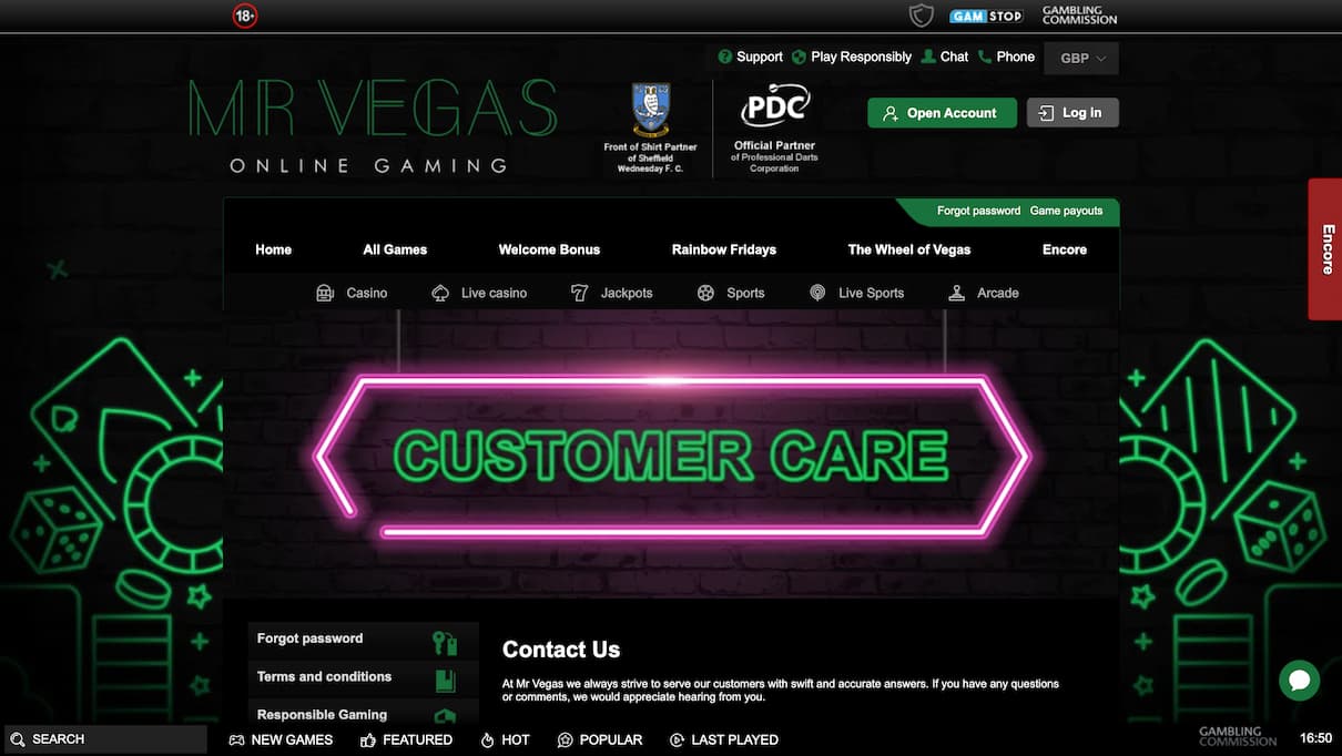 MrVegas Customer Care Review