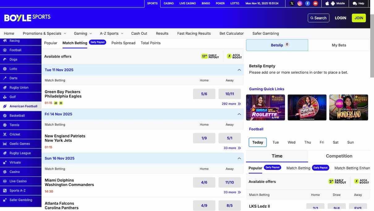 BoyleSports NFL Betting Site