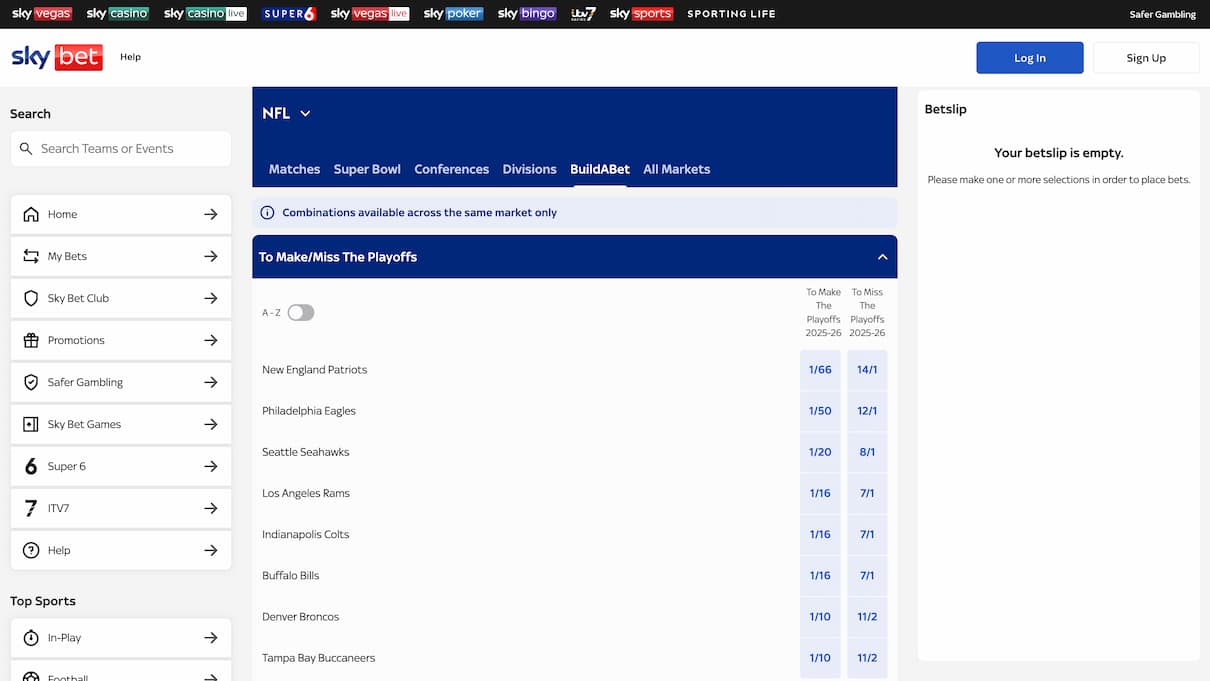 Sky Bet NFL Betting Site