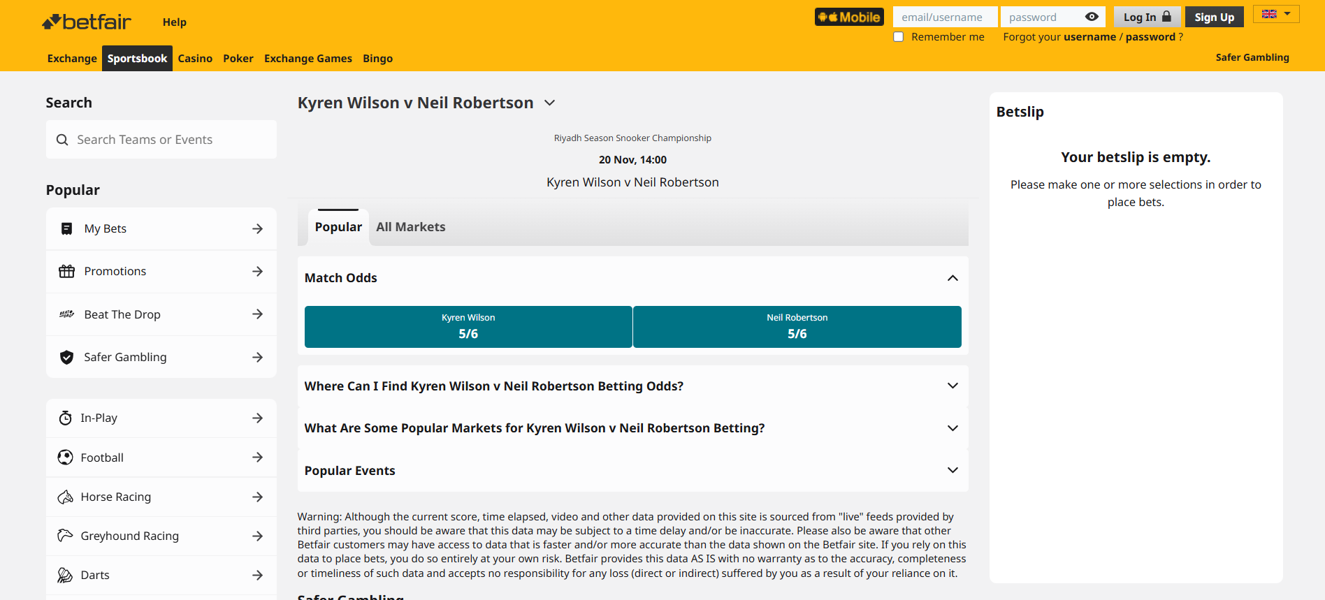 Step 5 Place Bets on Snooker