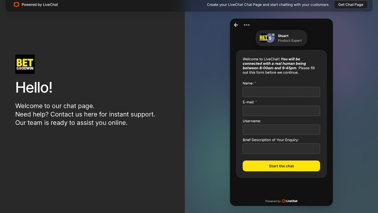 BetGoodwin customer support