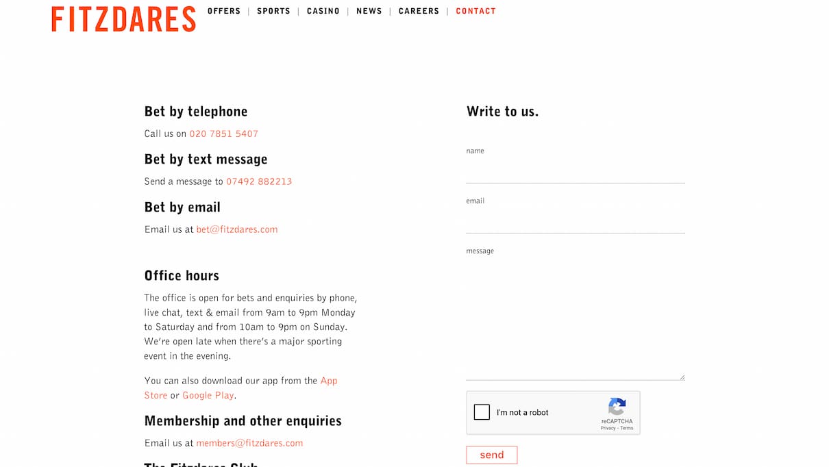 Fitzdares customer support