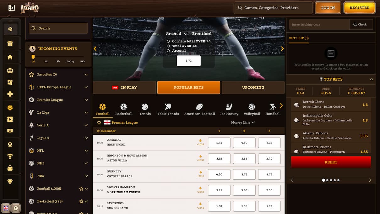 Lizaro Casino Mobile Interface