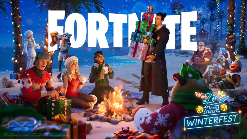 Fortnite Harry Potter skin as seen in the Fortnite Winterfest 2025 promotional material