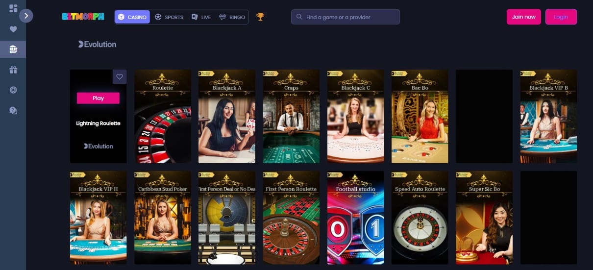 BetMorph Evolution Gaming Casinos