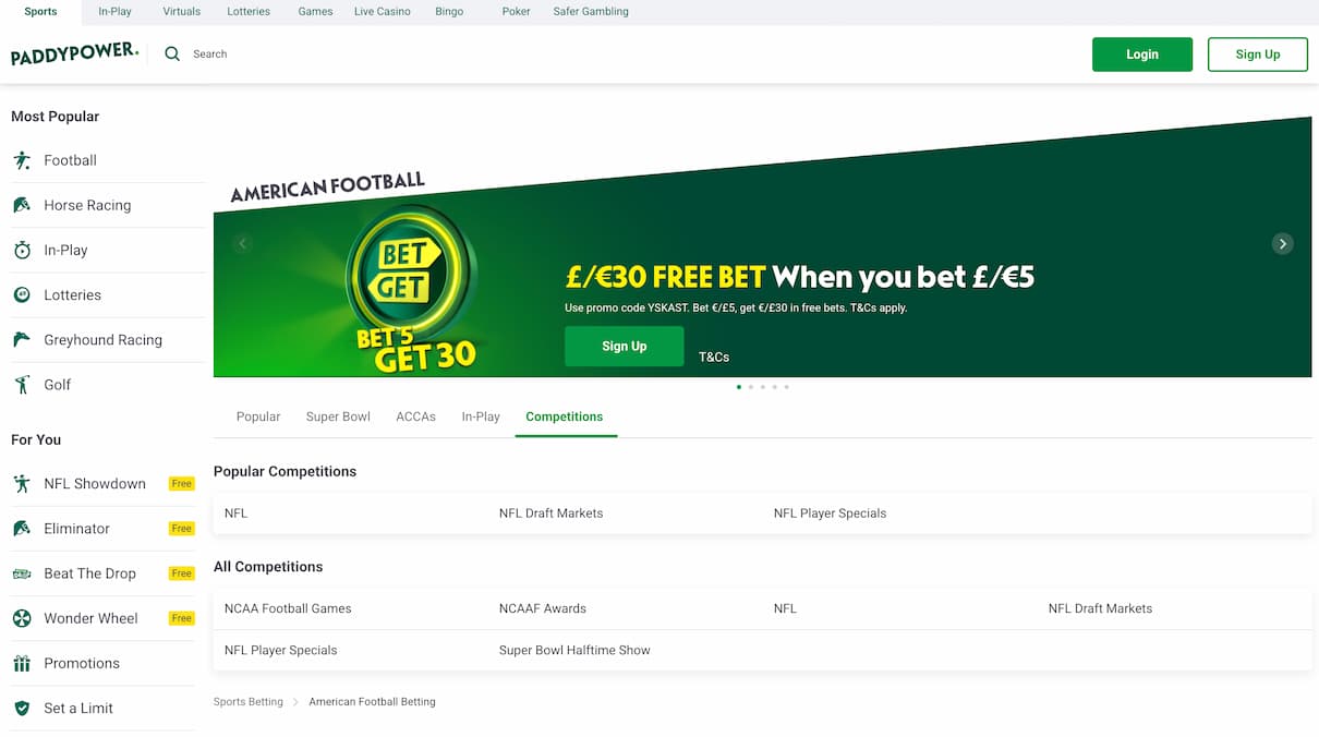 Paddy Power Super Bowl Betting Offers