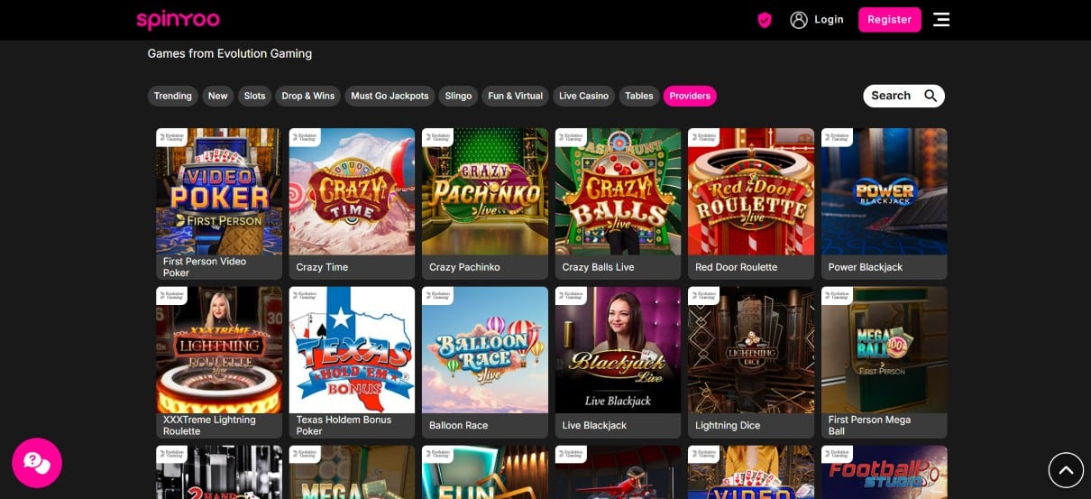 SpinYoo Evolution Gaming Casinos