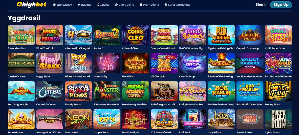 Yggdrasil Casino Games at Highbet