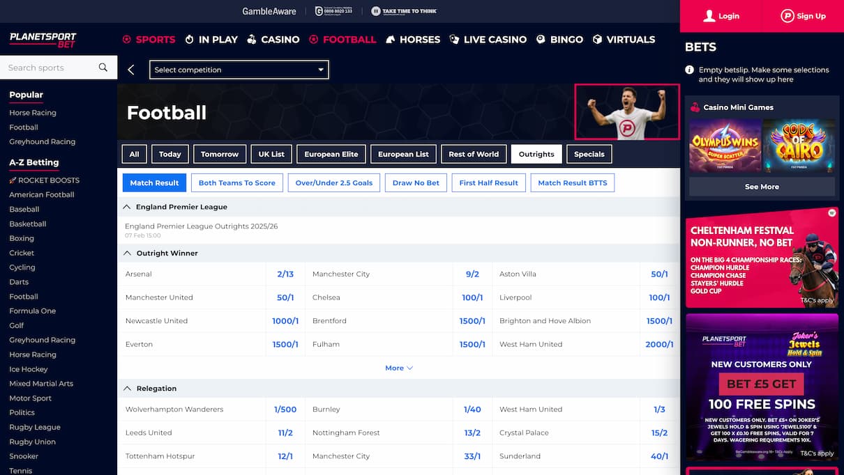 Planet Sport Bet New Betting Site Not on GamStop