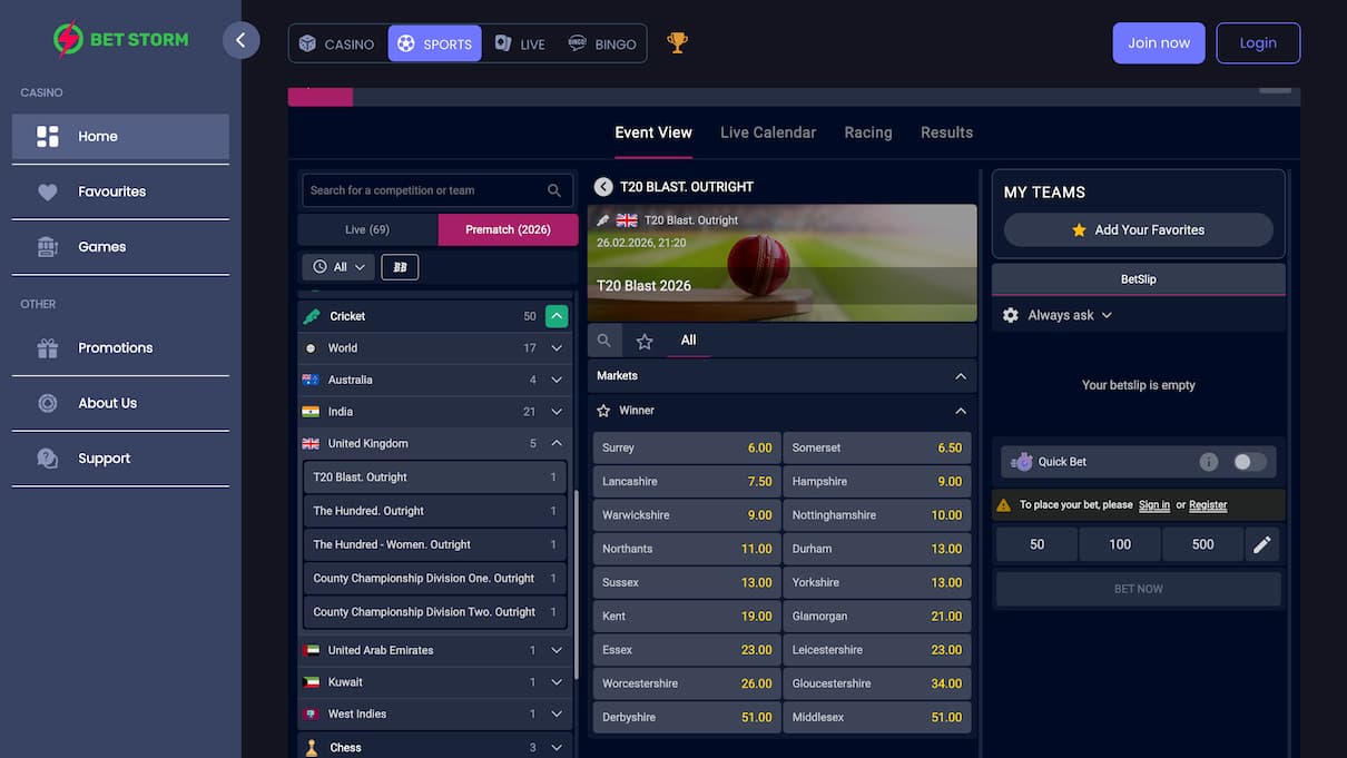 BetStorm New Betting Site Not on GamStop