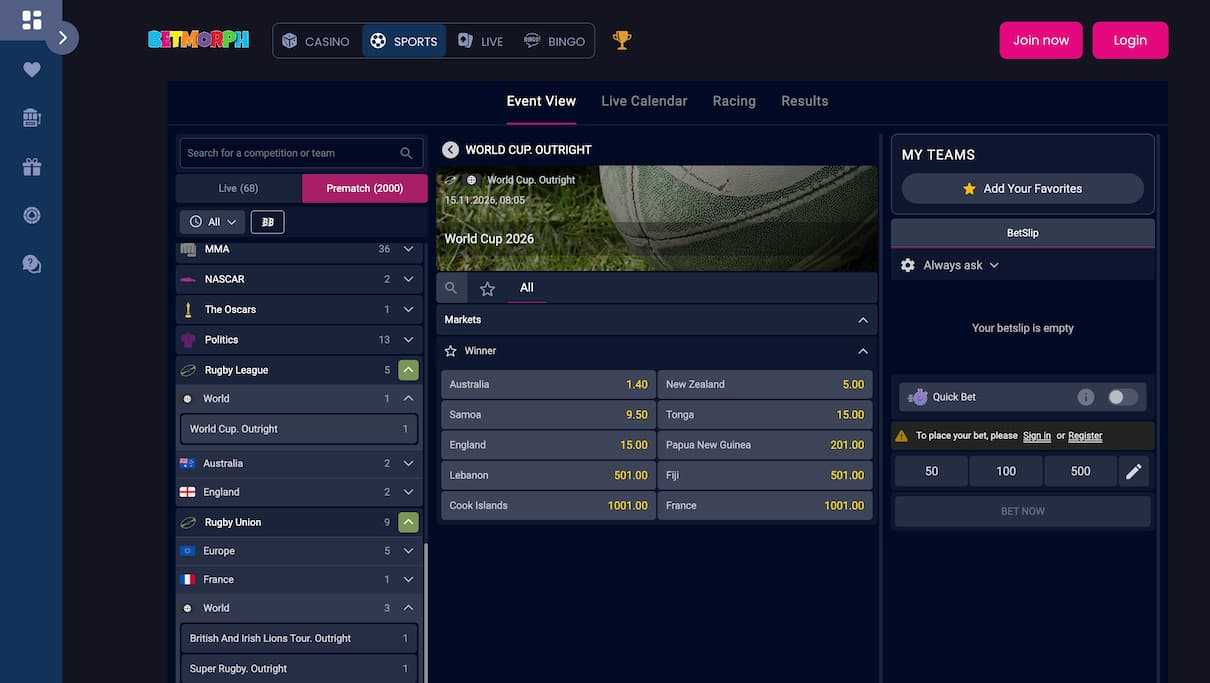 BetMorph New Betting Site Not on GamStop