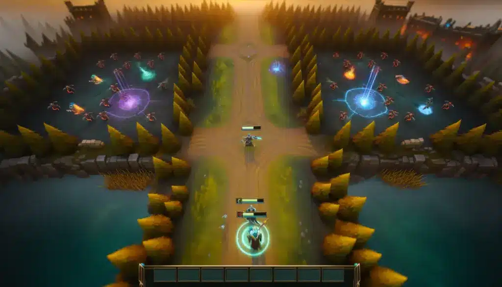 League of Legends champions in early-game laning phase with new Season 2 starting items on Summoner's Rift