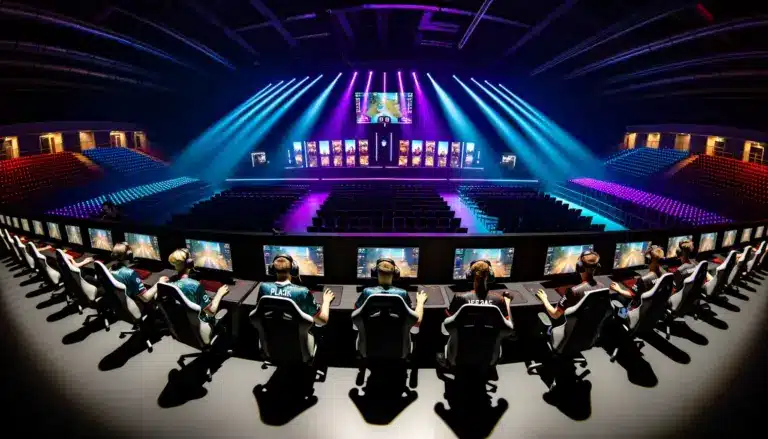 Professional Dota 2 tournament arena during PGL Wallachia Season 8 Swiss stage competition in Bucharest