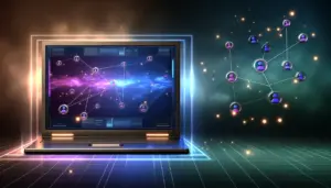 Digital interface showing seamless Discord and gaming platform integration with flowing connectivity and team coordination