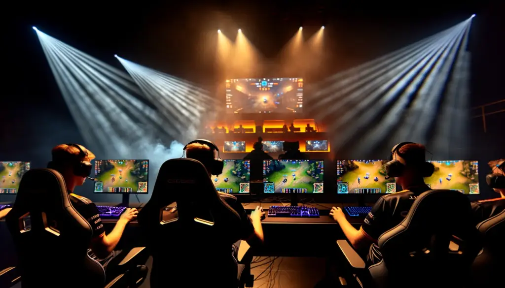 Team Spirit players competing at IEM Rio Counter-Strike tournament in professional esports arena