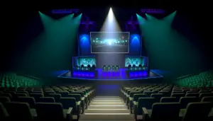 Empty esports arena stage with dramatic lighting symbolizing VALORANT Game Changers uncertain future