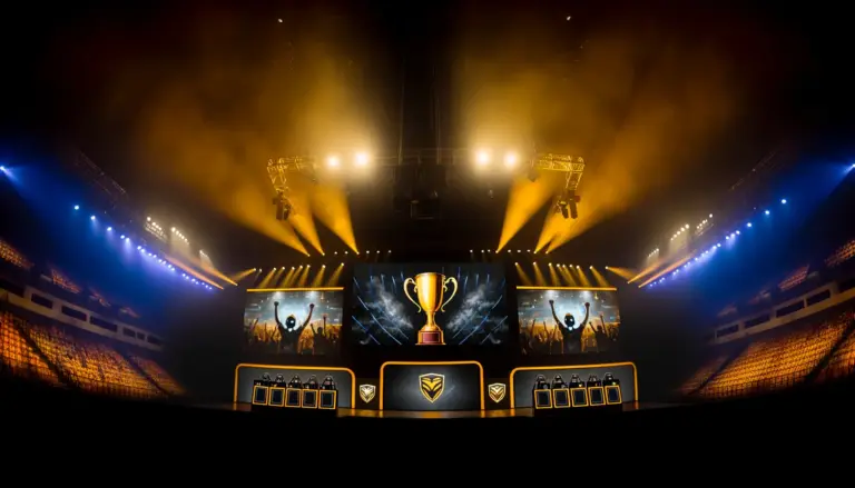 Team Vitality championship stage at IEM Rio 2026 Counter-Strike tournament with dramatic arena lighting