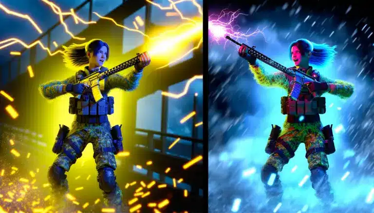 Zeri League of Legends champion showing power shift from early to late game with electrical effects