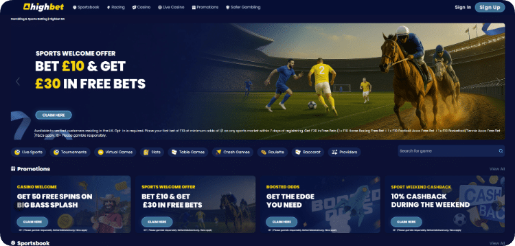 HighBet homepage