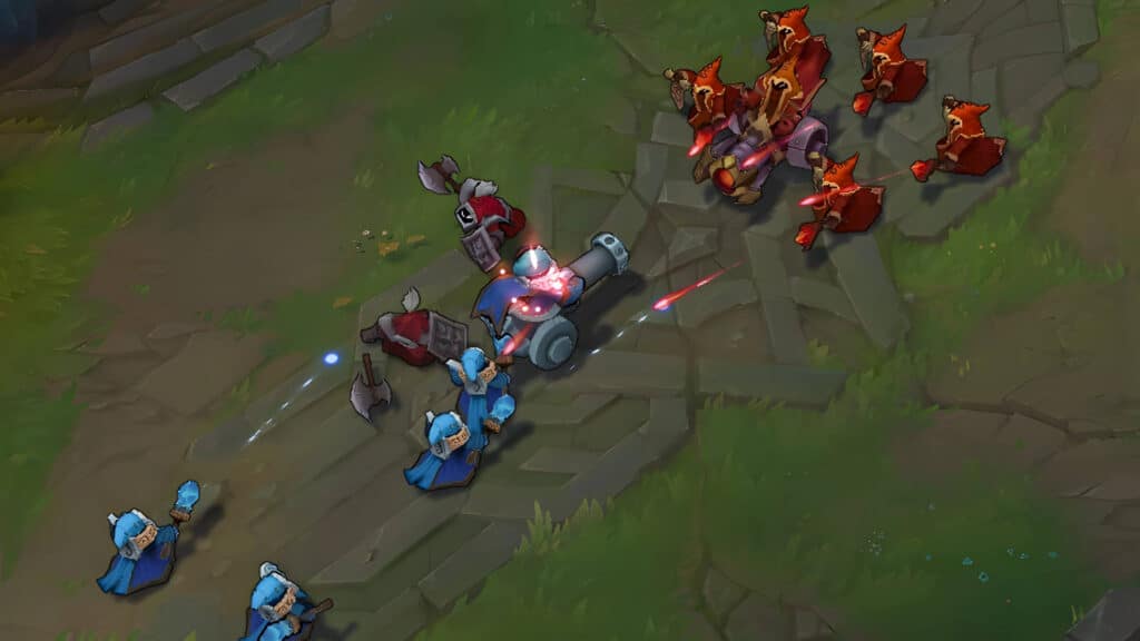 Picture of minion waves crashing in League of Legends