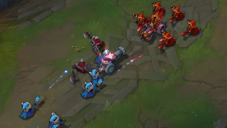 Picture of minion waves crashing in League of Legends