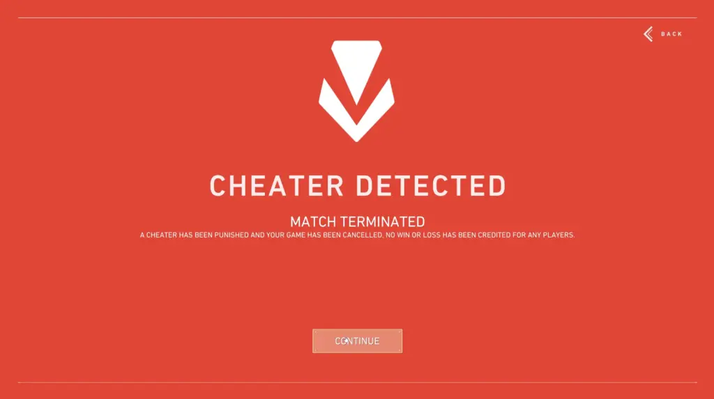 Riot Vanguard anti-cheat system detecting cheater